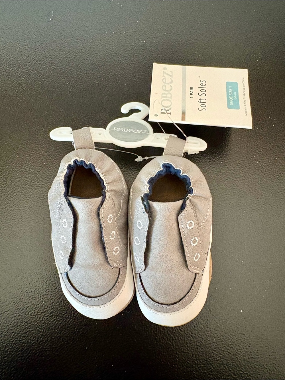 Robeez Gray Baby Soft Sole Slip-On Shoes